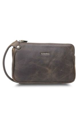 Antik Kahverengi Unisex Çift Fermuarlı El Çantası