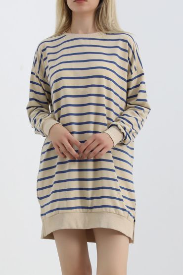 Çizgili Tunik Bejmavi