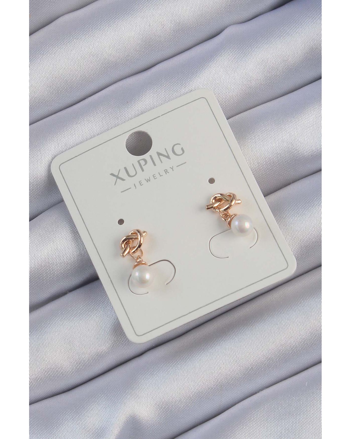 Xuping Rose Renk İnci Taşlı Düğüm Küpe - TJ-BKP9397