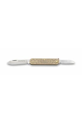 61804 Pirinç İşlemeli Sürmene Çakısı 5,5 / 3,5 cm - Çift Bıçaklı