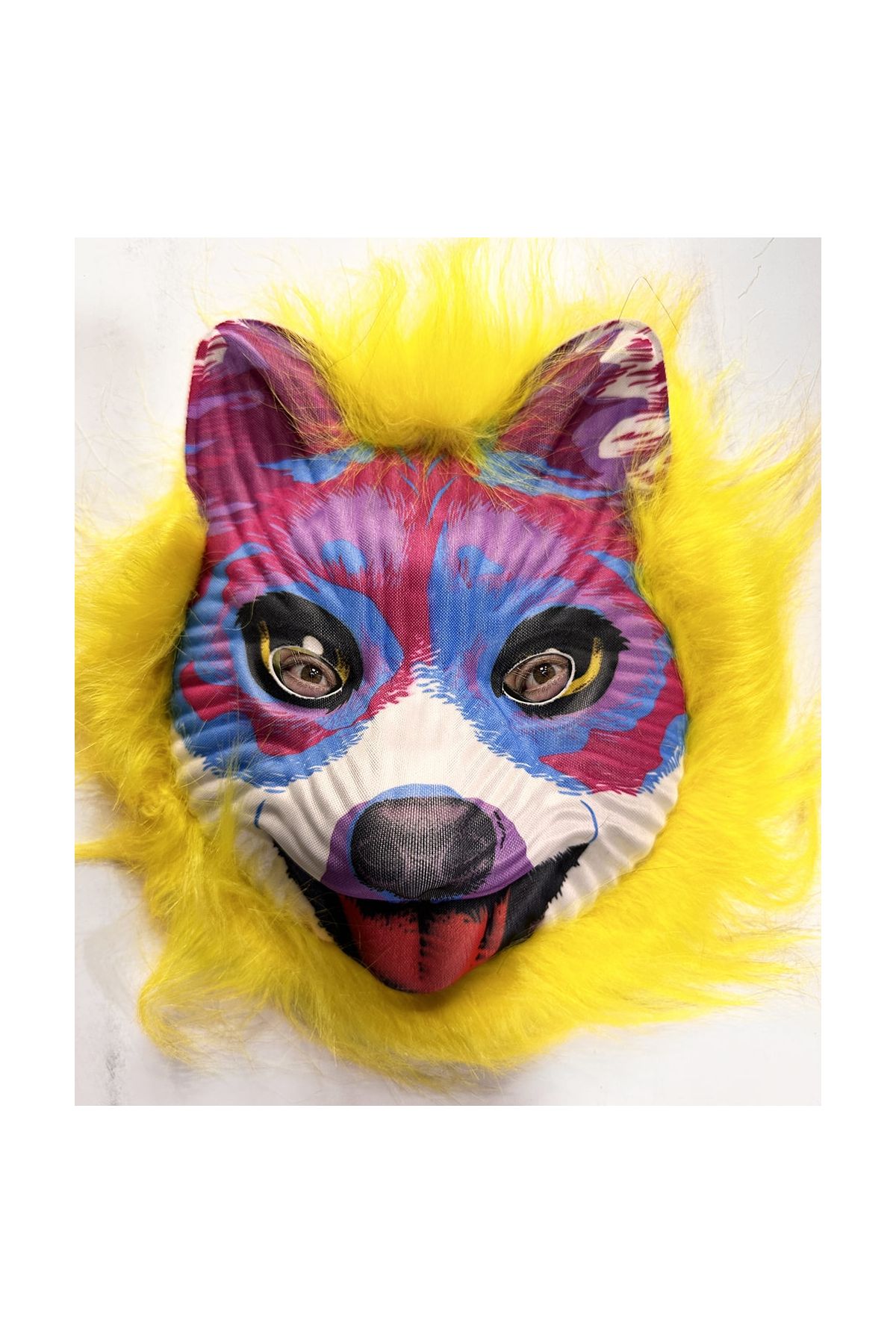 Sarı Saçlı Sevimli Köpek Maskesi Mega Peluş 35 No