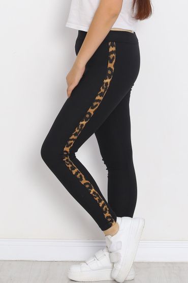 Büyük Beden Tek Şerit Tayt Siyahleo