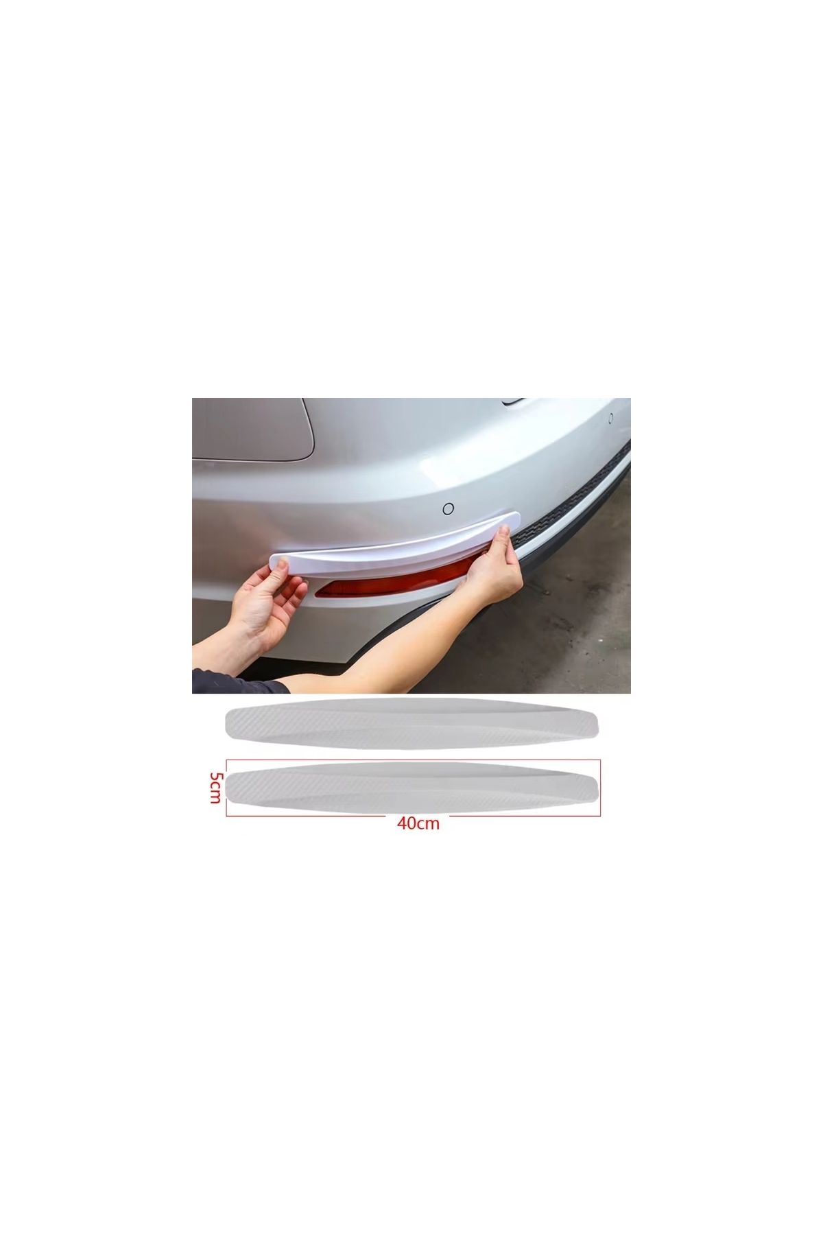 2 Adet Beyaz Universal Karbon Araba Çarpışma Önleyici Esnek Tampon Koruyucu Şerit