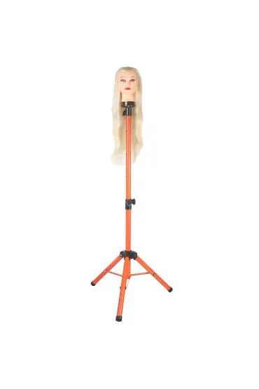 Kuaför Eğitim Mankeni İçin Metal Tripod / Turuncu + Taşıma Çantası