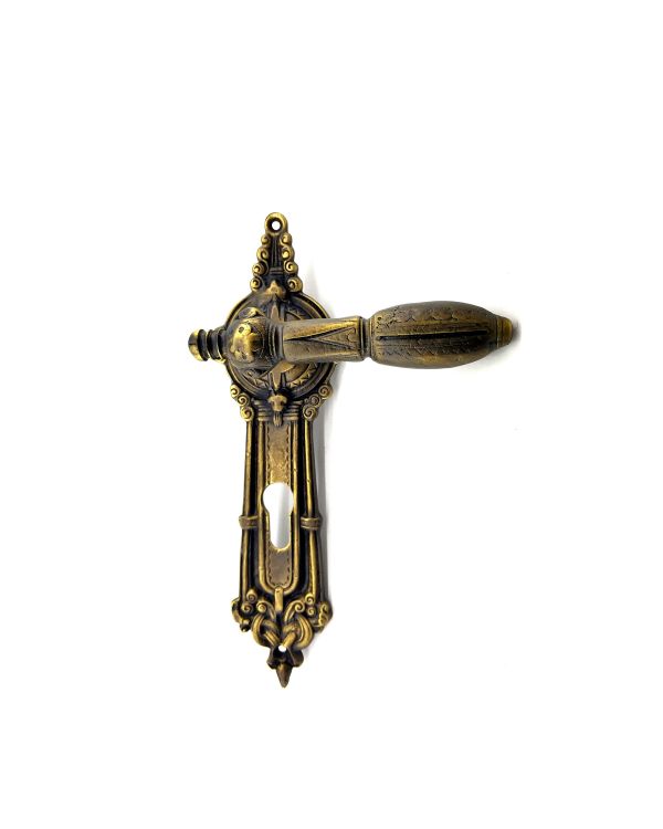 Antika Tarz Dekoratif Pirinç Şato Model Yale, Dış Kapı Kolu - 262x83 mm, Antik