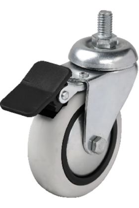 Hts 354 - 75x25 mm PVC Makaralı Vidalı Frenli Teker 4 Adet