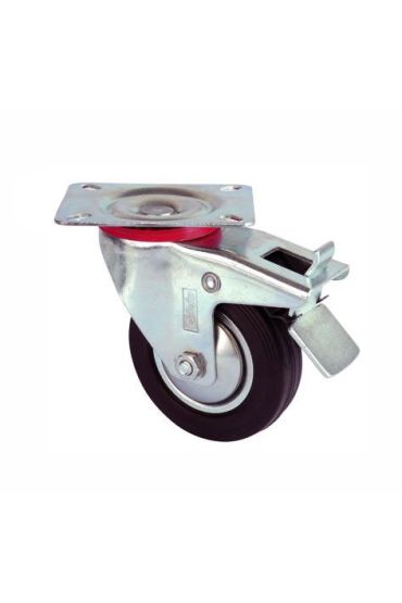 Servis Tekeri - Tablalı Frenli Siyah Döner - Çap 80 mm