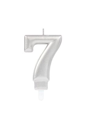 7 Rakam Mum Gümüş Renk ( )