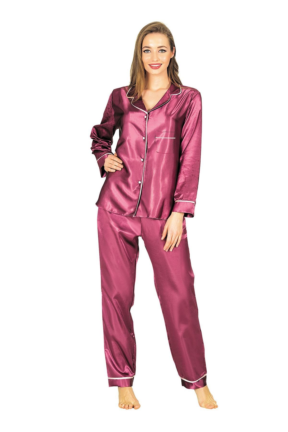 946 Mor Saten Pijama Takımı