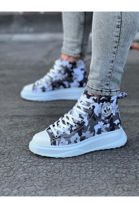  943 Beyaz Askeri Yarım Bilek Casual Ayakkabı