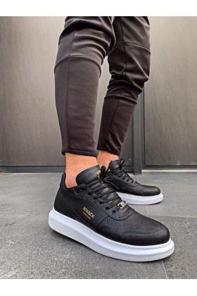  941  Yüksek Taban Günlük Ayakkabı  Siyah (Beyaz Taban)