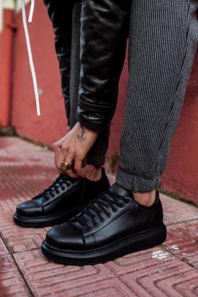  941  Yüksek Taban Günlük Ayakkabı  Siyah (Siyah Taban)