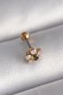 316L Çelik Gold Renk Zirkon Taşlı Çiçek Tragus Piercing - TJ-PR1276