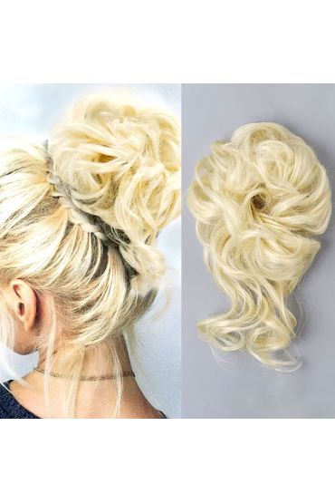 Saçlı Lastikli Kuyruklu Topuz Toka / Platin
