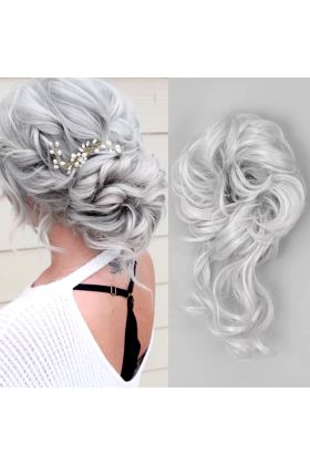 Saçlı Lastikli Kuyruklu Topuz Toka / Gri