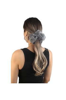 Saçlı Lastikli Topuz Toka / Kırçıllı Gri