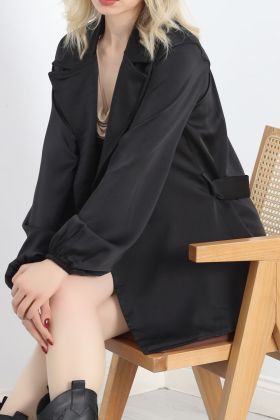 Saten Ceket Siyah