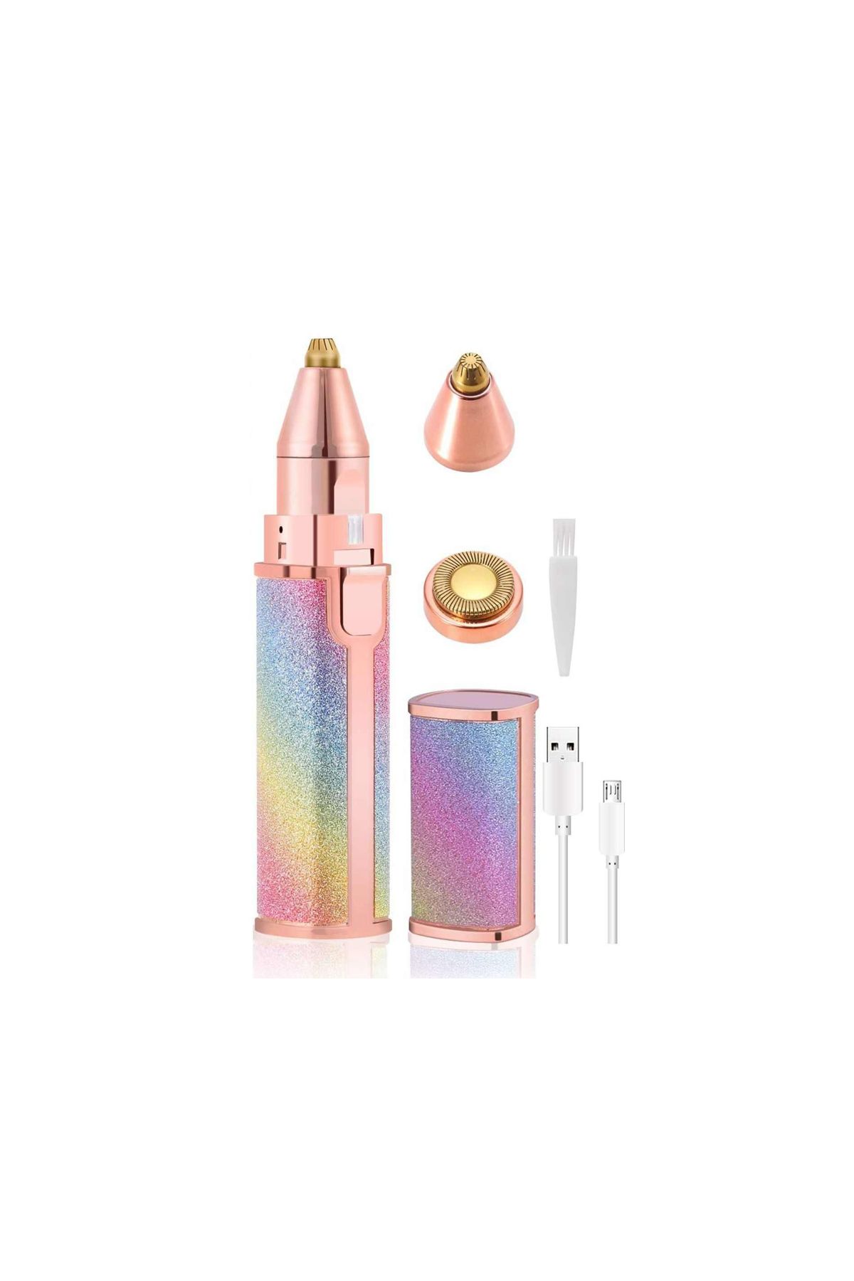 Çift Başlıklı Epilasyon Yüz Çene Işıklı Kıl Tüy Alma Mini Cep Epilasyonu Simli