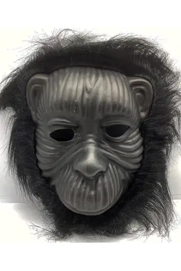 Siyah Renk Eva Goril Maskesi - Siyah Peluşlu Tüylü Orangutan Maskesi