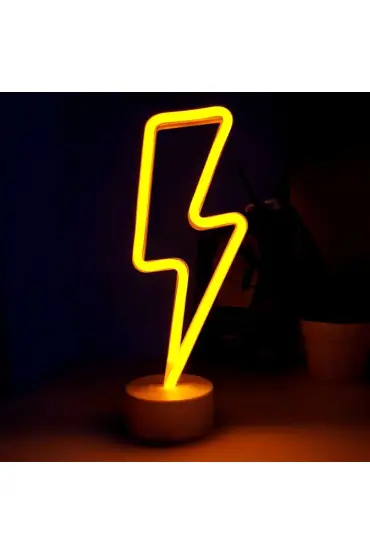 Neon Işıklı Şimşek Lamba USB ve Pilli