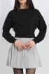 Bisiklet Yaka İki İplik Crop Sweat Siyah