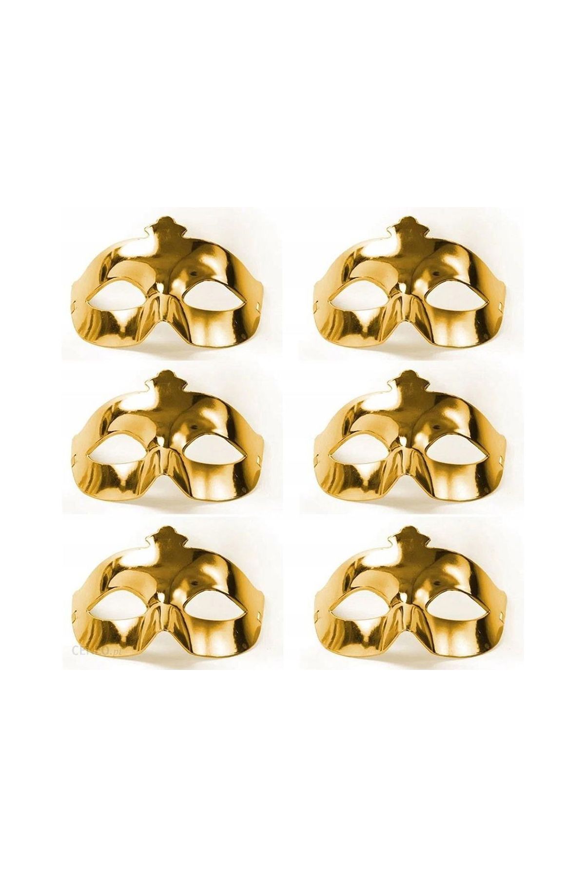 Altın Metalize Renk Düz Balo Parti Maskesi 6 Adet
