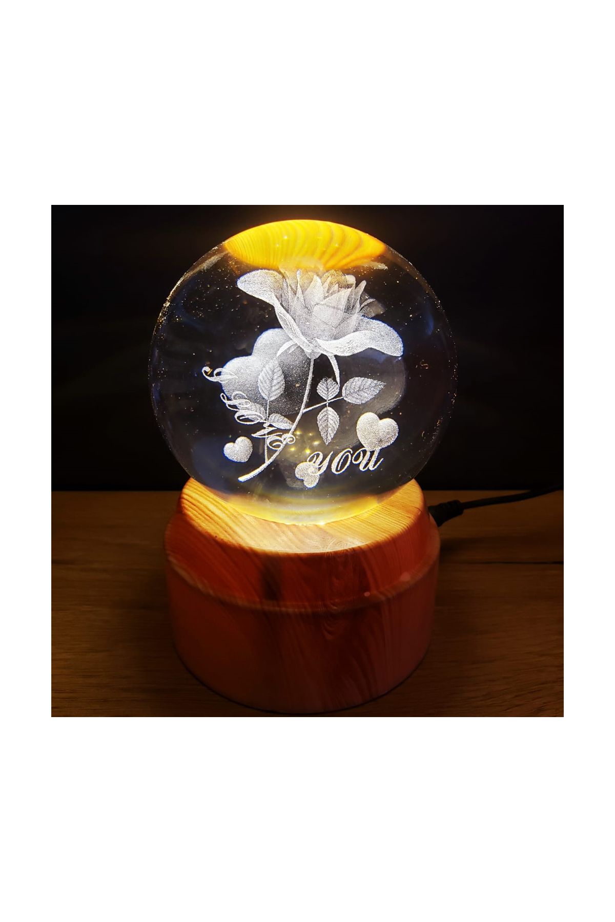 Usb li I Love You Dönen Cam Küre