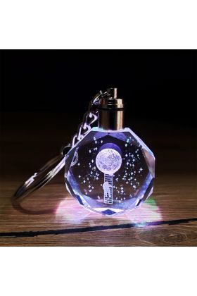 Merdiven Ay Tasarımlı Işıklı Kristal Anahtarlık