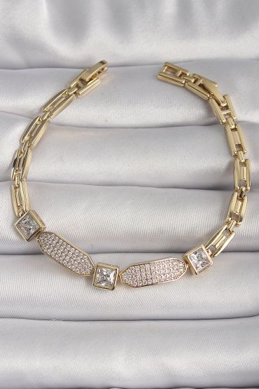 Pirinç Gold Renk Kare Zirkon Taşlı Xuping VIP Seri Kadın Bileklik - TJ-BB6745