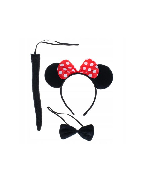 Minnie Mouse Kostüm Seti Taç Kuyruk Papyon Gösteri Seti