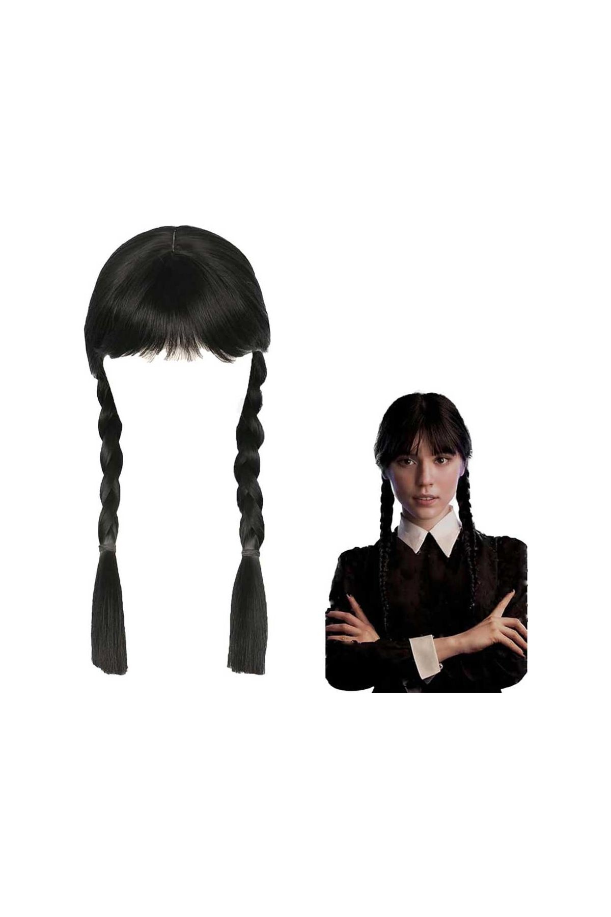 Wednesday Siyah Örgülü Peruk