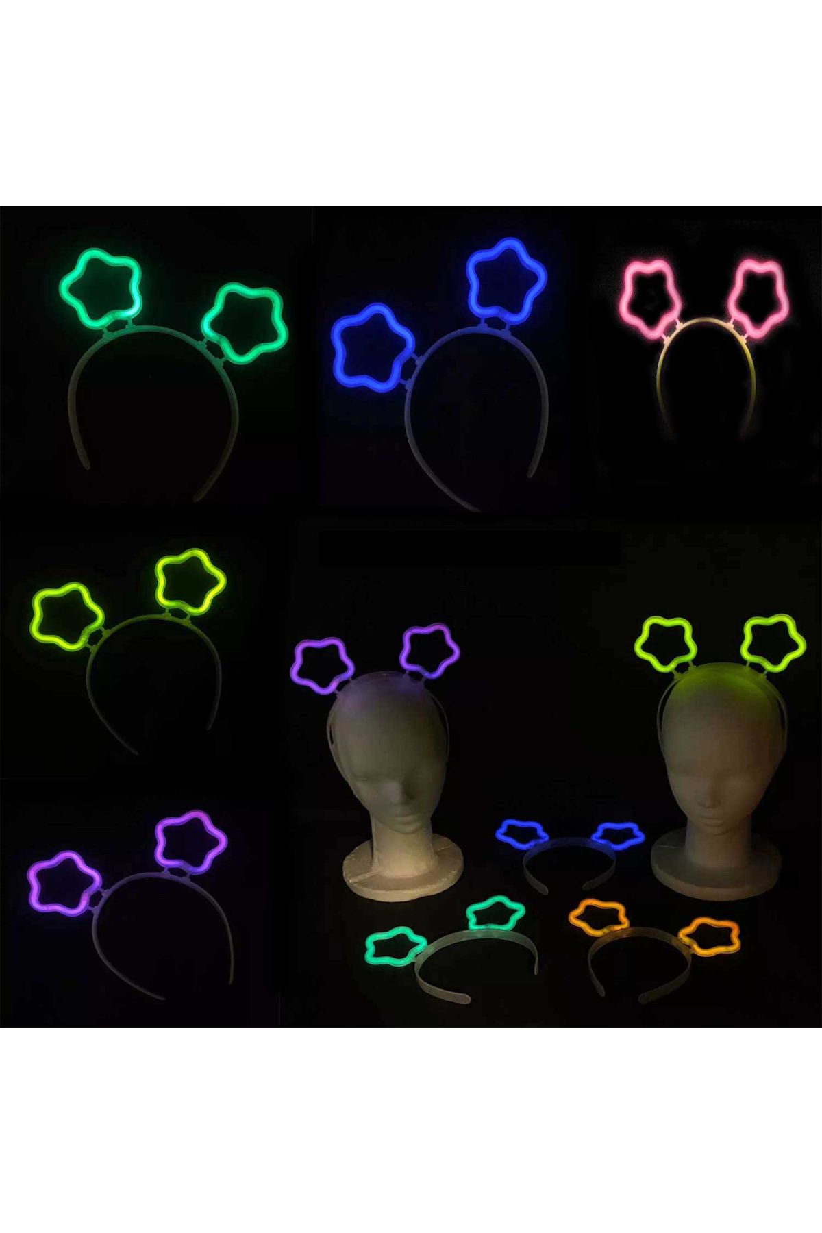 Glow Stick Karanlıkta Yanan Fosforlu Yıldız Taç 12 Adet