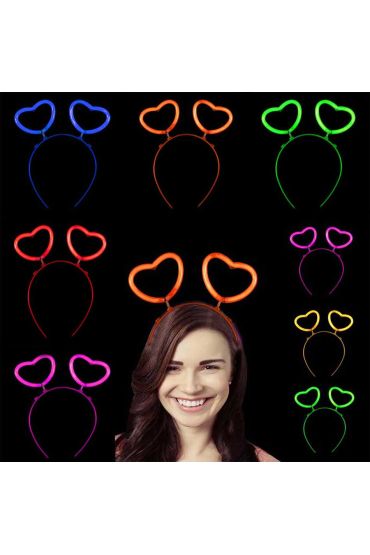 Glow Stick Karanlıkta Yanan Fosforlu Kalp Taç 12 Adet