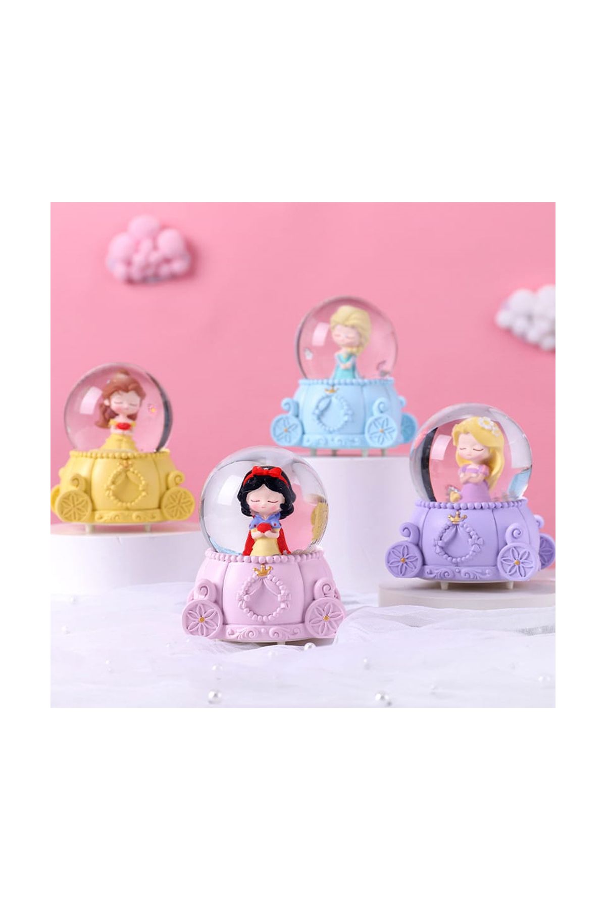 Sevimli Prenses Tasarımlı Işıklı Mini Kar Küresi