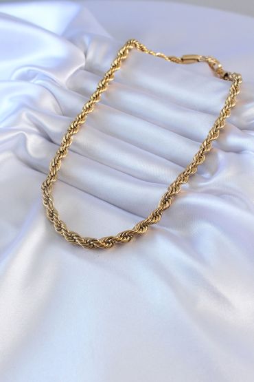 316L Çelik Gold Renk Burgu Model 45 cm Kadın Kolye - TJ-BKO7589