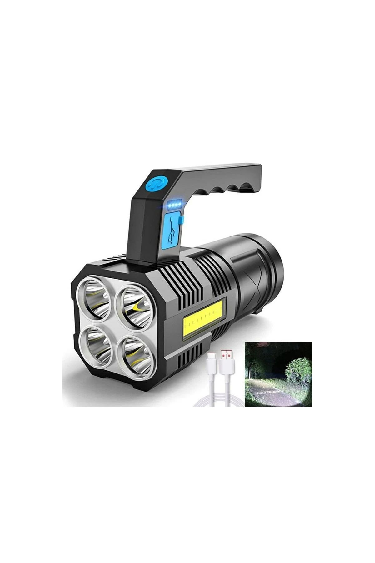 4 Başlıklı Çok Fonksiyonlu Şarjlı El Feneri HS29