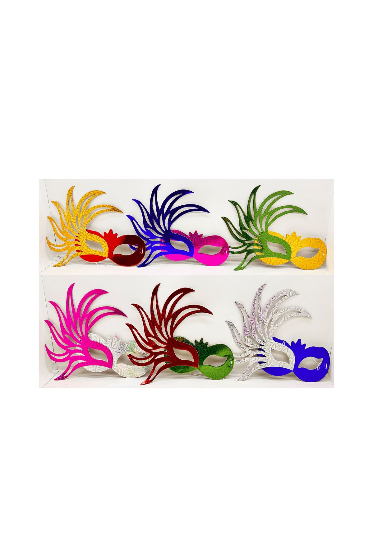 Rengarenk Kağıt Malzemeden İmal Parti Balo Maskesi 6 Adet