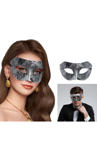 Gümüş Eskitme Yüz Maskesi - Antik Tarz Balo Maskesi
