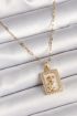 316L Çelik Gold Renk Zincir Zirkon Taşlı Beyaz Sedefli Portre Model Kadın Kolye - TJ-BKO9891