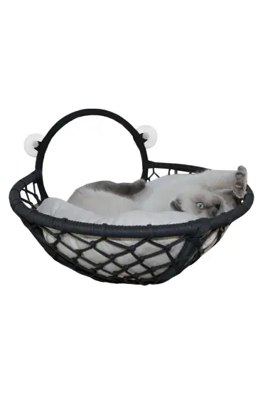 Vantuzlu Oval Kedi Hamağı Kedi Yatağı 17*46 cm Siyah