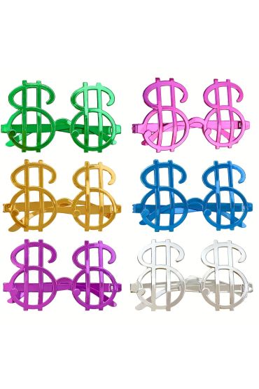 Dolar Şekilli Metalize Parti Gözlüğü 6 Adet