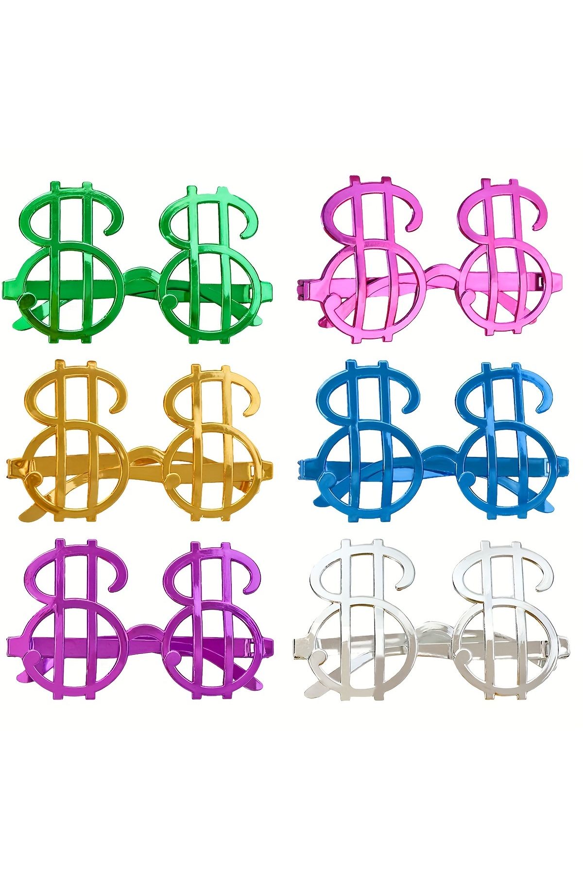 Dolar Şekilli Metalize Parti Gözlüğü 6 Adet