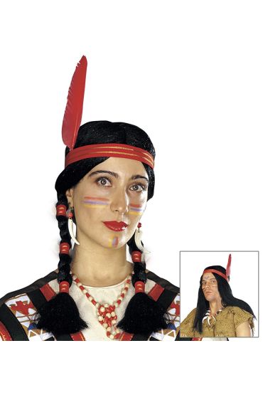 Tüylü Örgülü Hint Peruğu Kızılderili Peruğu