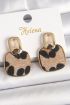 Pirinç Gold Renk Sallantı Kare Leopar Model Kadın Küpe - TJ-BKP10338