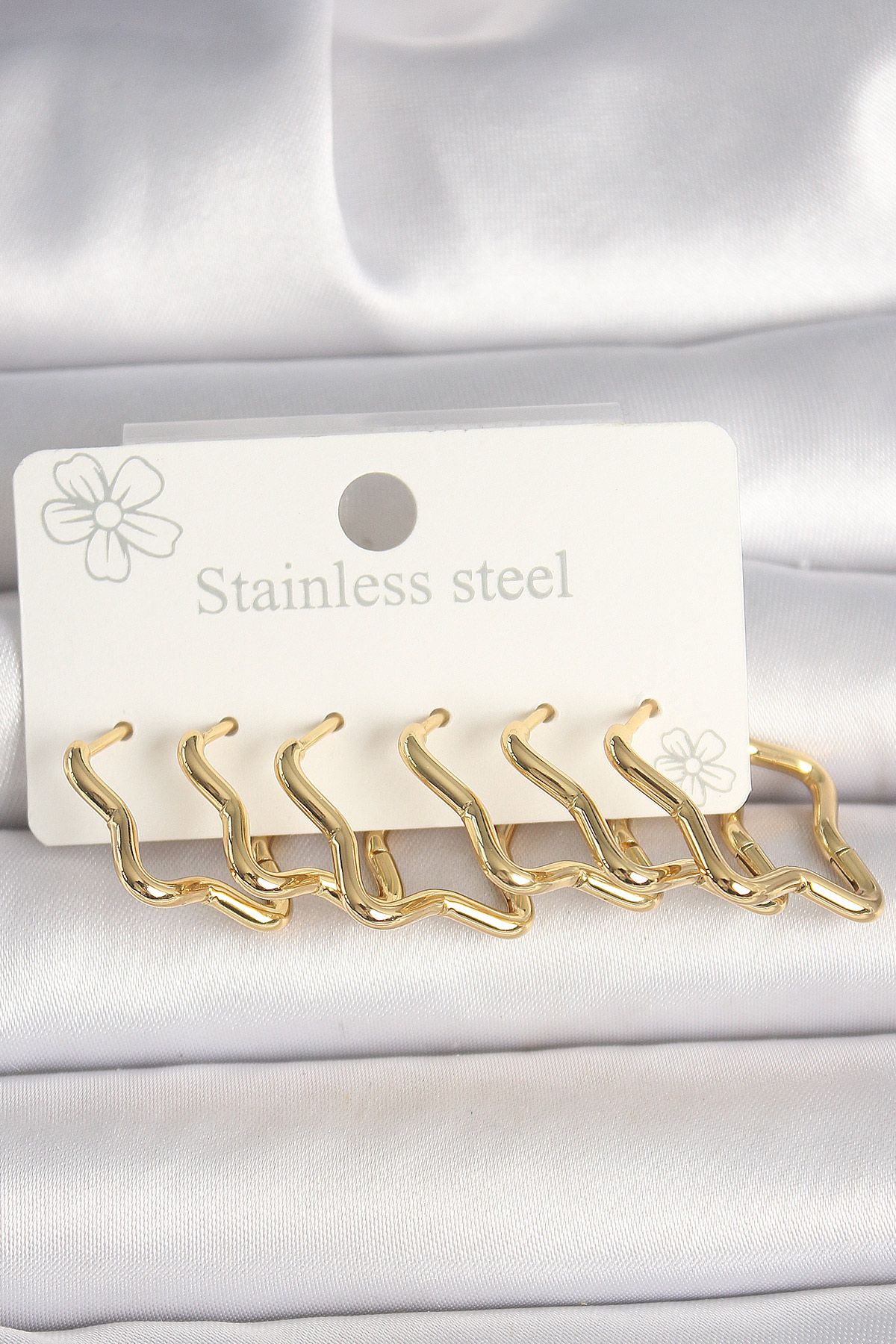 316L Çelik Gold Renk Yıldız Model Kadın Küpe Seti - TJ-BKP10352