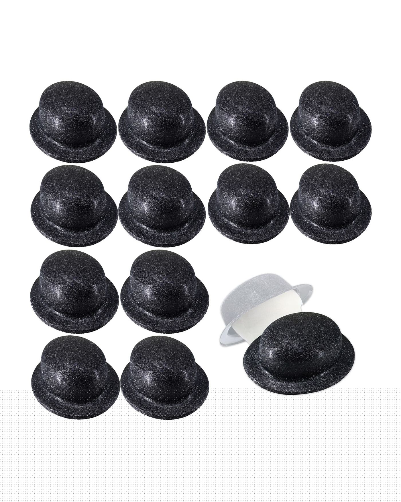 Siyah Renk Simli Melon Yuvarlak Parti Şapkası 12 Adet