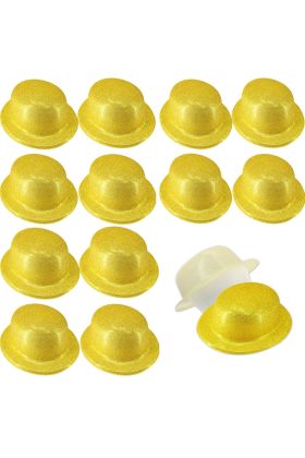 Altın Renk Simli Melon Yuvarlak Parti Şapkası 12 Adet