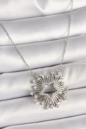 316L Çelik Gümüş Renk Zirkon Taşlı Yıldız Model Kadın Kolye - TJ-BKO9921