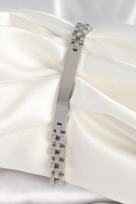 316L Çelik Gümüş Renk Zincir Künye Model Erkek Bileklik - TJ-EB3715