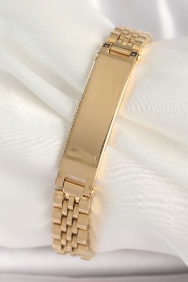 316L Çelik Gold Renk Zincir Künye Model Erkek Bileklik - TJ-EB3719